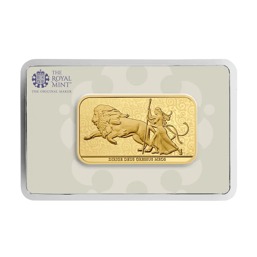 地金型4：6111 イギリス 2025 ウナとライオン 金の延べ板 1オンス ゴールドバー【1本】（ブリスターパック付き）