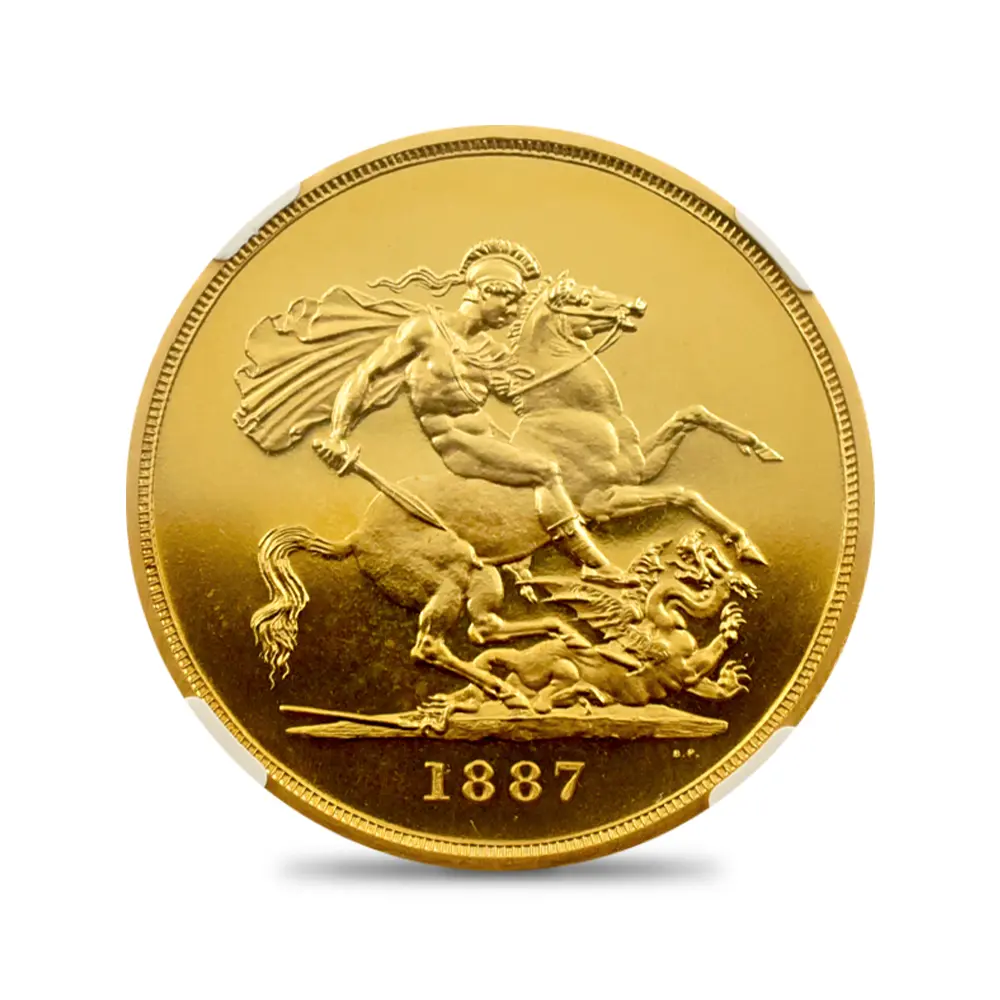 アンティークコイン3：4809 1887 ヴィクトリア女王 ジュビリーヘッド 聖ジョージ竜退治 5ソブリン金貨 NGC PF65UC