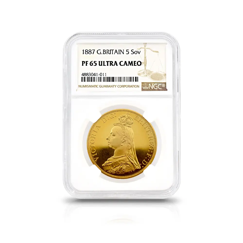 アンティークコイン4：4809 1887 ヴィクトリア女王 ジュビリーヘッド 聖ジョージ竜退治 5ソブリン金貨 NGC PF65UC
