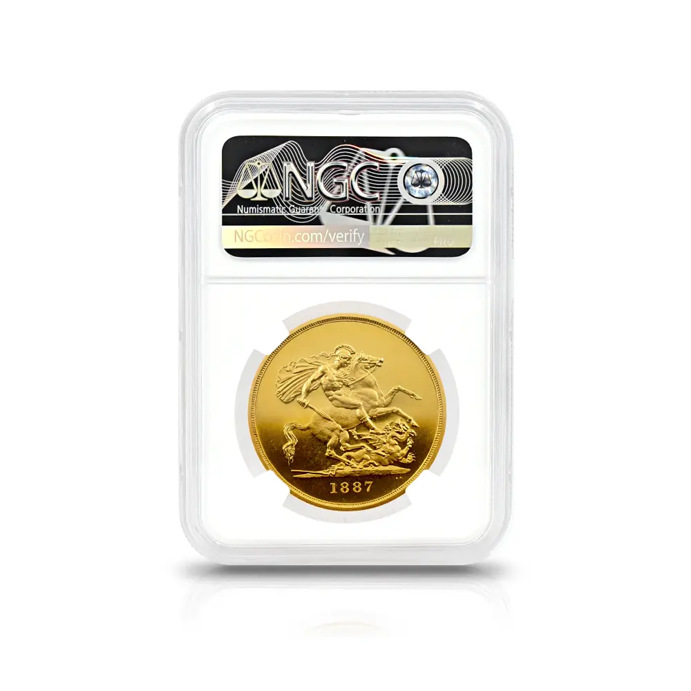 アンティークコイン5：4809 1887 ヴィクトリア女王 ジュビリーヘッド 聖ジョージ竜退治 5ソブリン金貨 NGC PF65UC