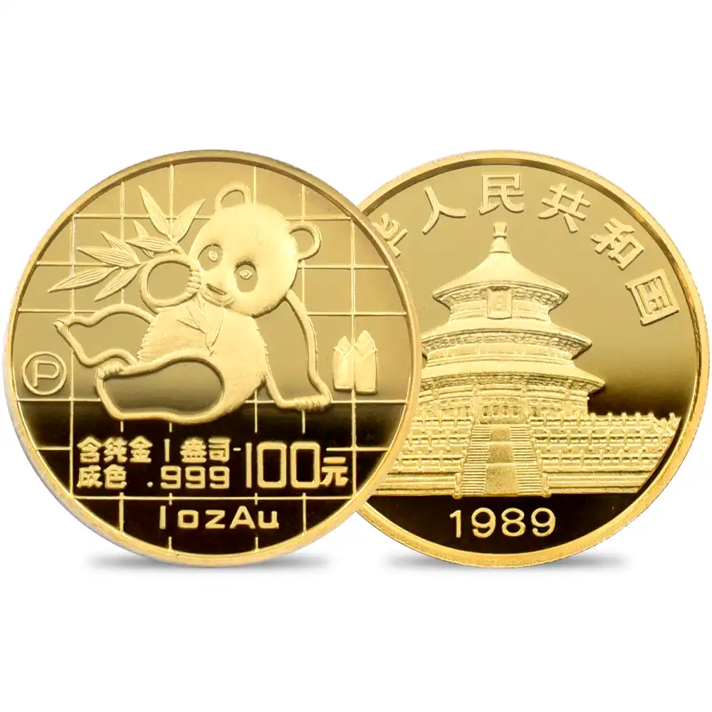 地金型1：3564 中国 1989-P パンダ 100元1オンス金貨 PCGS PR69DC