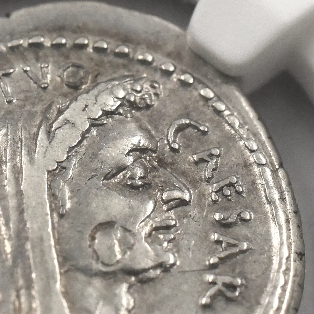 古代コイン7：6138 古代ローマ帝国 紀元前44年 カエサル デナリウス銀貨 NGC Ch VF Strike: 4/5 Surface: 2/5
