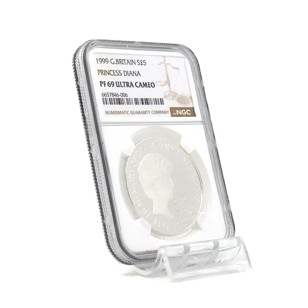 モダンコイン6：6145 1999 エリザベス2世 ダイアナ妃追悼記念 5ポンド銀貨 NGC PF69UC 箱付き