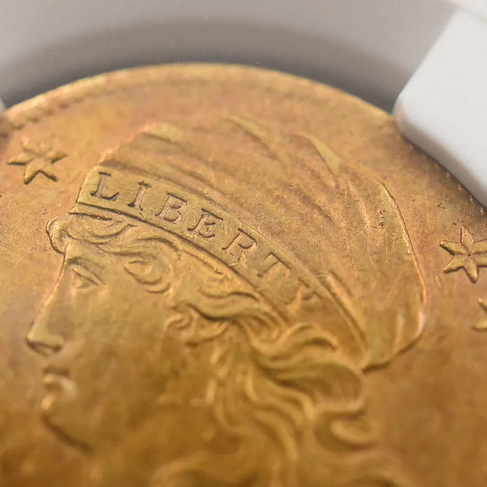 アンティークコイン7：4840 アメリカ 1807 リバティ キャップドバスト 5ドル金貨 NGC AU DETAILS