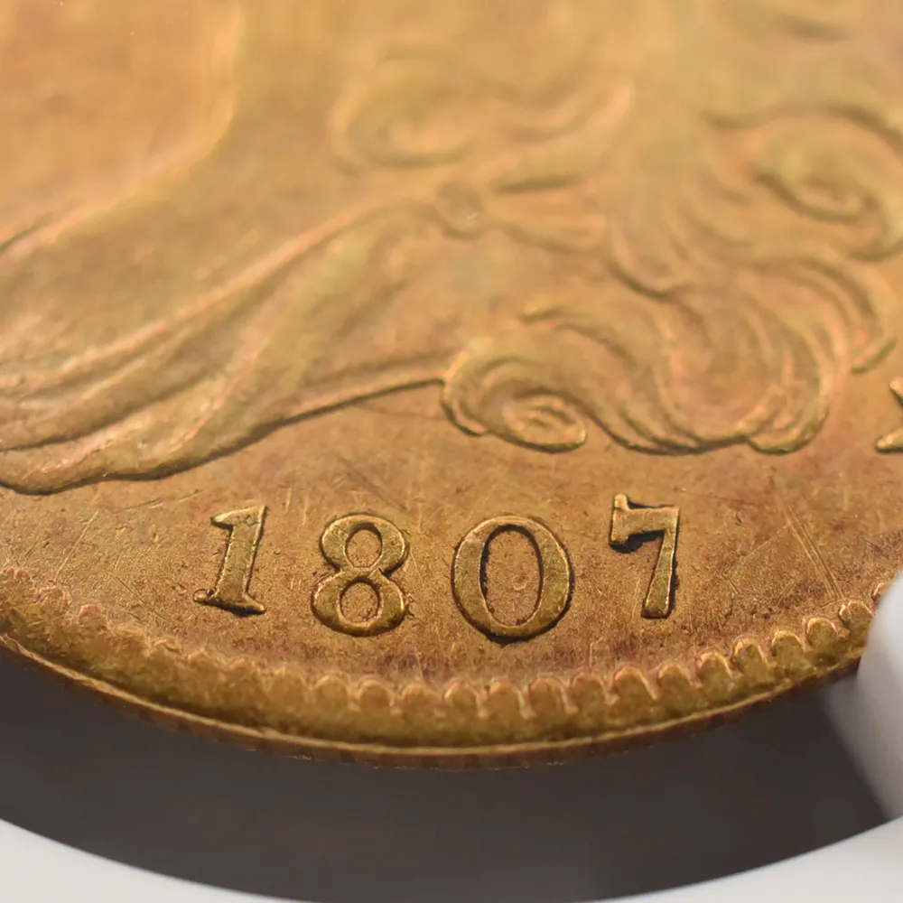 アンティークコイン9：4840 アメリカ 1807 リバティ キャップドバスト 5ドル金貨 NGC AU DETAILS