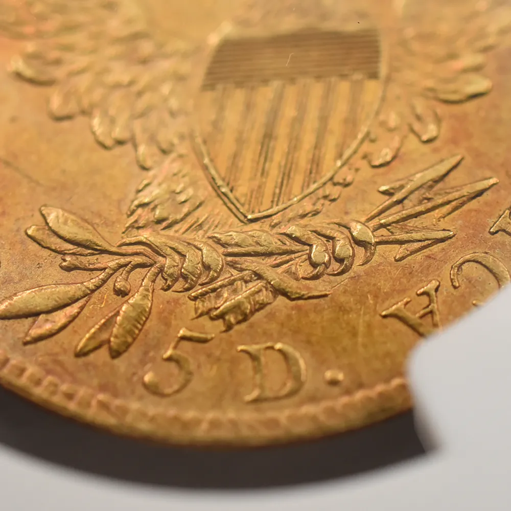 アンティークコイン12：4840 アメリカ 1807 リバティ キャップドバスト 5ドル金貨 NGC AU DETAILS
