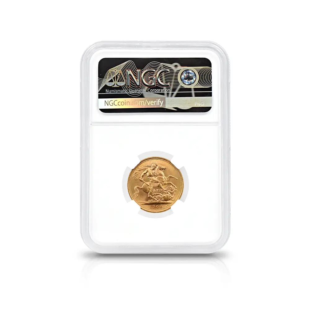 モダンコイン5：4831 1968 エリザベス2世 ヤングヤング 聖ジョージ竜退治 ソブリン金貨 NGC MS65