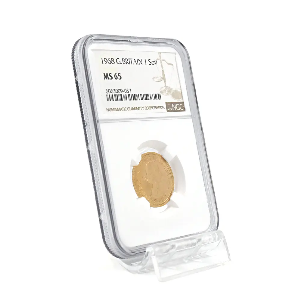 モダンコイン6：4831 1968 エリザベス2世 ヤングヤング 聖ジョージ竜退治 ソブリン金貨 NGC MS65