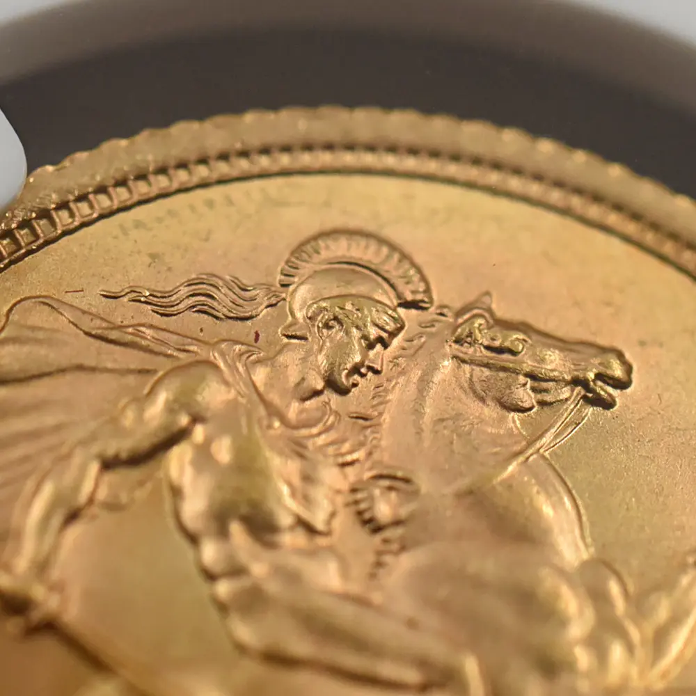 モダンコイン10：4831 1968 エリザベス2世 ヤングヤング 聖ジョージ竜退治 ソブリン金貨 NGC MS65