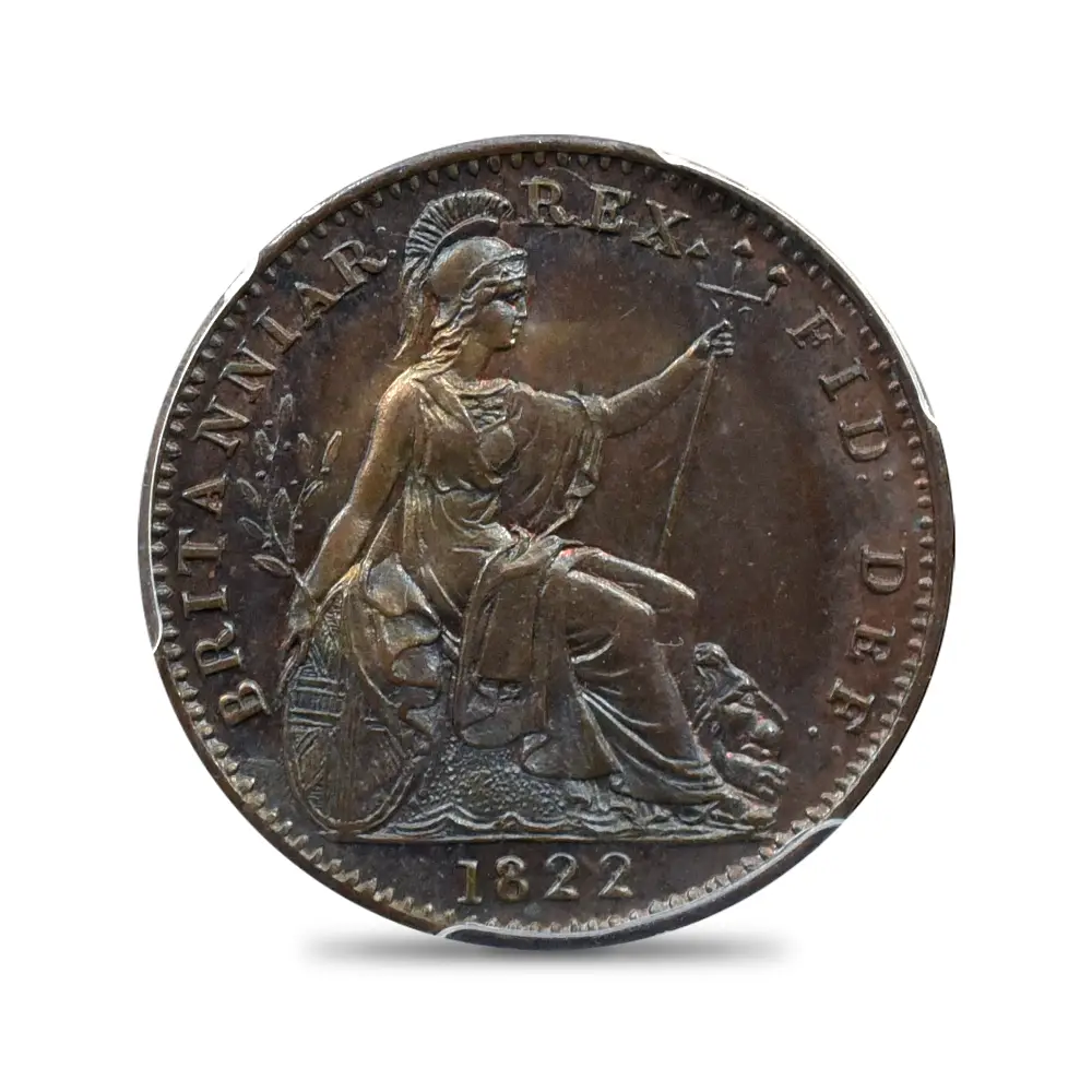 アンティークコイン3：3587 1822 ジョージ4世 ブリタニア 1/4ペニー銅貨 PCGS MS64BN S-3822