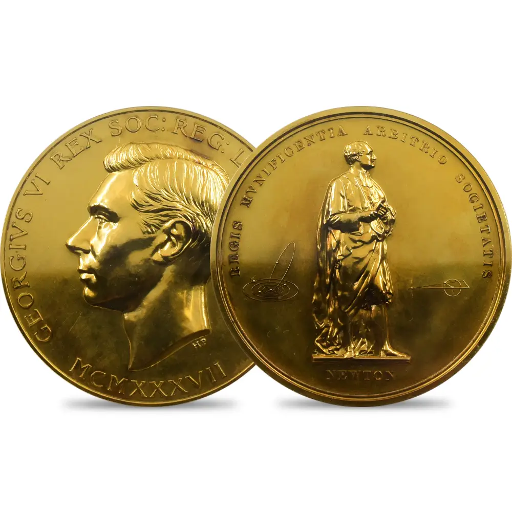 メダルs1：3592 (1951) ジョージ6世 アイザック・ニュートン 王立学会 金メダル PCGS SP62 BHM-4376