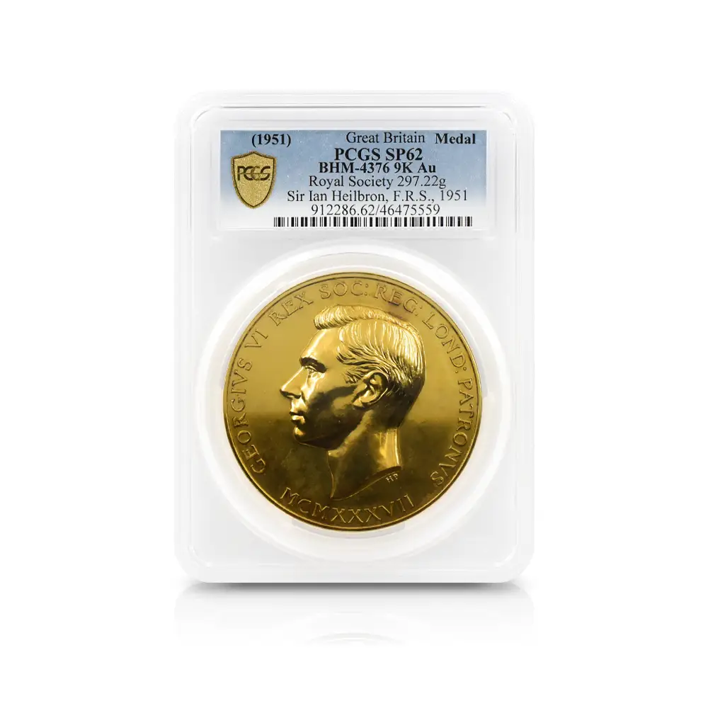 メダル4：3592 (1951) ジョージ6世 アイザック・ニュートン 王立学会 金メダル PCGS SP62 BHM-4376