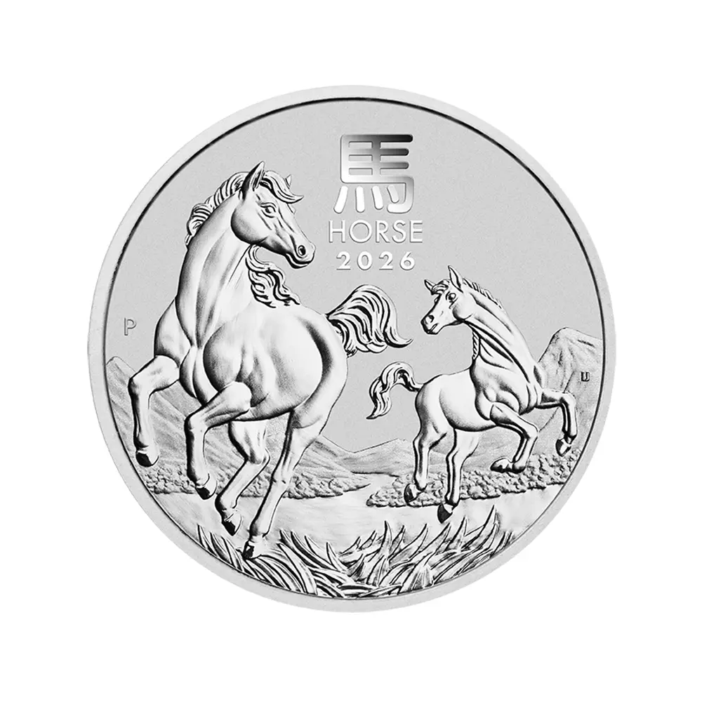 地金型2：6170 オーストラリア 2026 干支午年 1ドル 1オンス 銀貨 【1枚】 (コインケース付き)