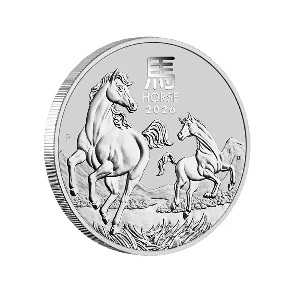 地金型4：6170 オーストラリア 2026 干支午年 1ドル 1オンス 銀貨 【1枚】 (コインケース付き)