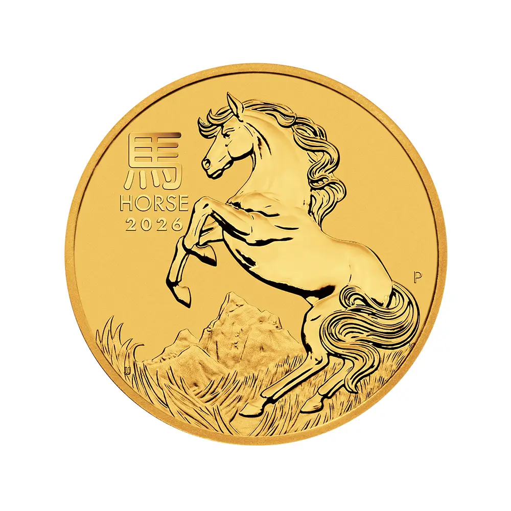 地金型2：6171 オーストラリア 2026 干支午年 100ドル 1オンス 金貨 【1枚】 (コインケース付き)