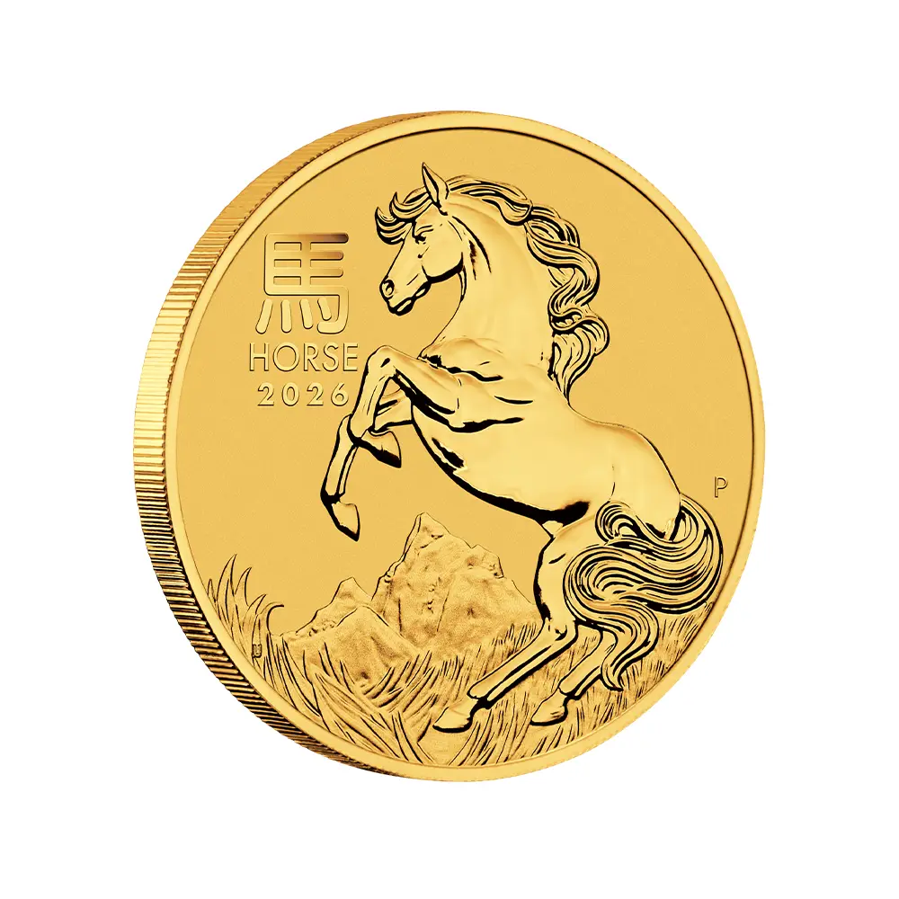 地金型4：6171 オーストラリア 2026 干支午年 100ドル 1オンス 金貨 【1枚】 (コインケース付き)