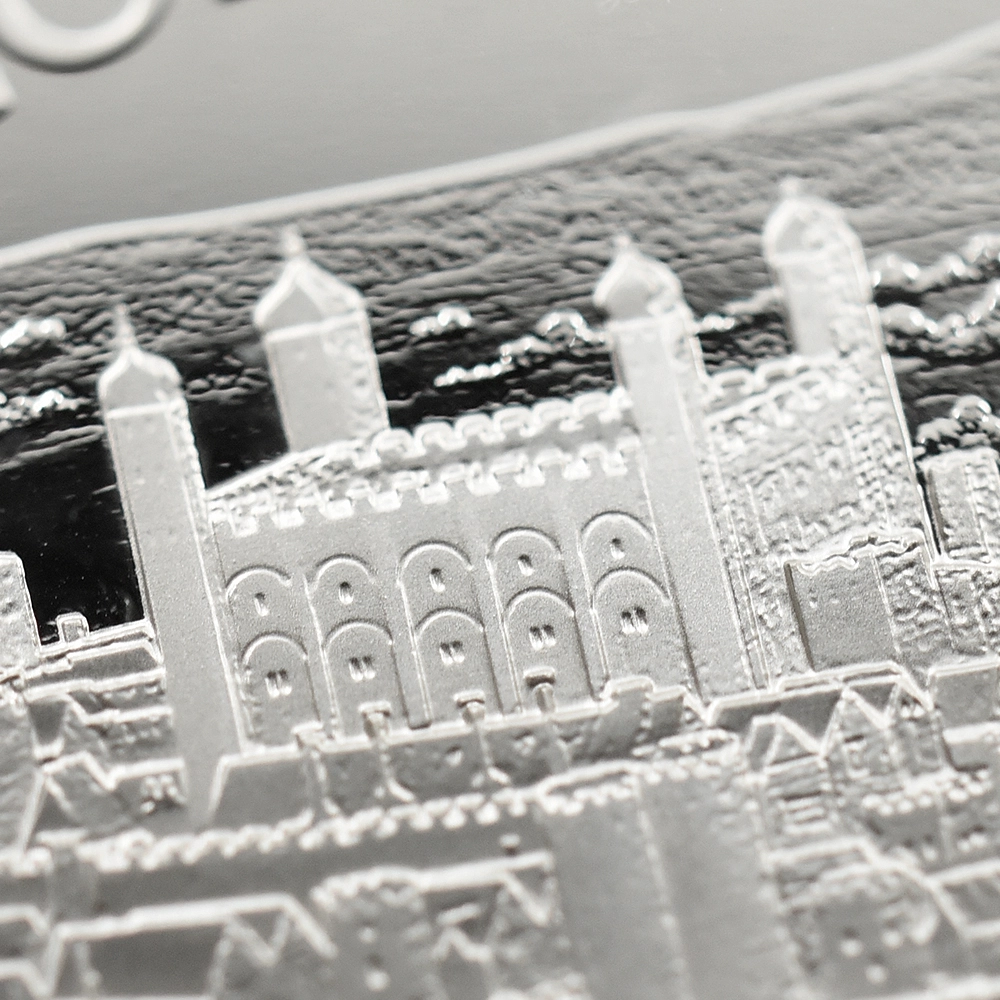 モダンコイン10：3175 2022 エリザベス2世 都市景観シリーズ第1弾 ロンドン 5ポンド2オンス銀貨 発行即日鑑定品 NGC PF70UC 箱付き