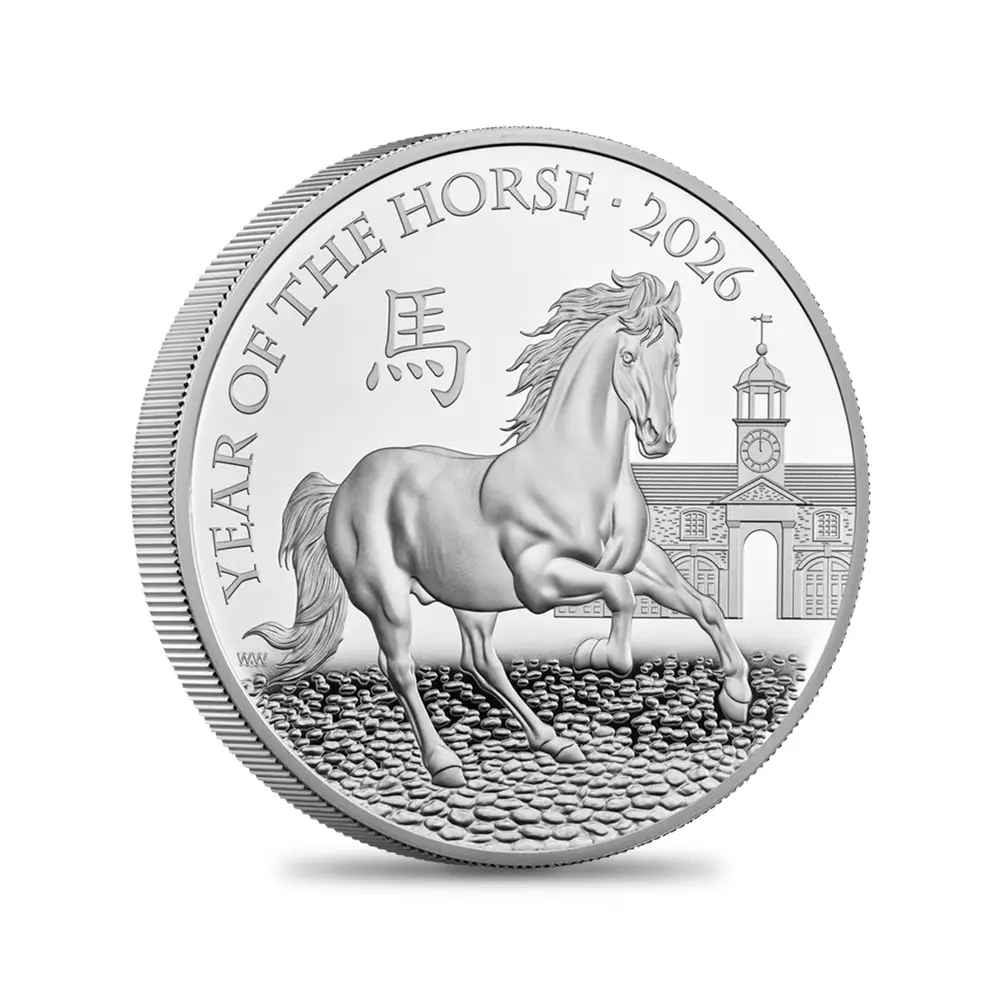 モダンコイン2：6185 2026 チャールズ3世 干支午年 馬年 10ポンド5オンスプルーフ銀貨 未鑑定 箱付き【ご予約承り品】