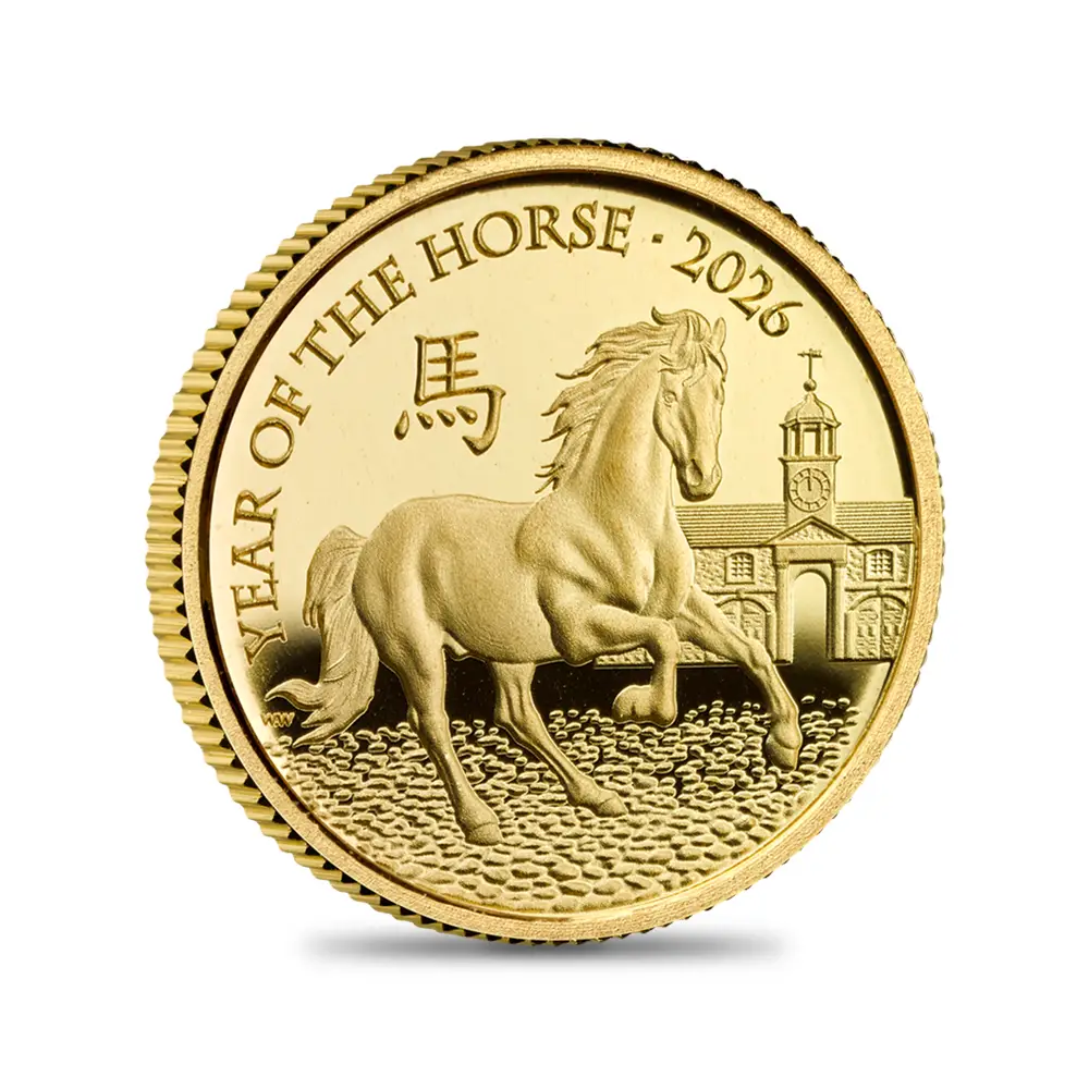 モダンコイン2:6186 2026 チャールズ3世 干支午年 馬年 50ペンス1/40オンスプルーフ金貨 未鑑定 パッケージ付き【ご予約承り品】