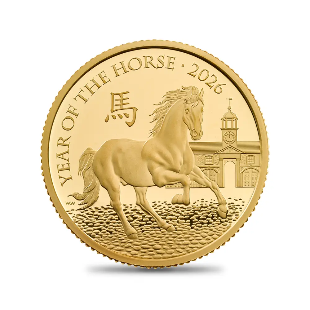 モダンコイン2:6187 2026 チャールズ3世 干支午年 馬年 25ポンド1/4オンスプルーフ金貨 未鑑定 箱付き【ご予約承り品】