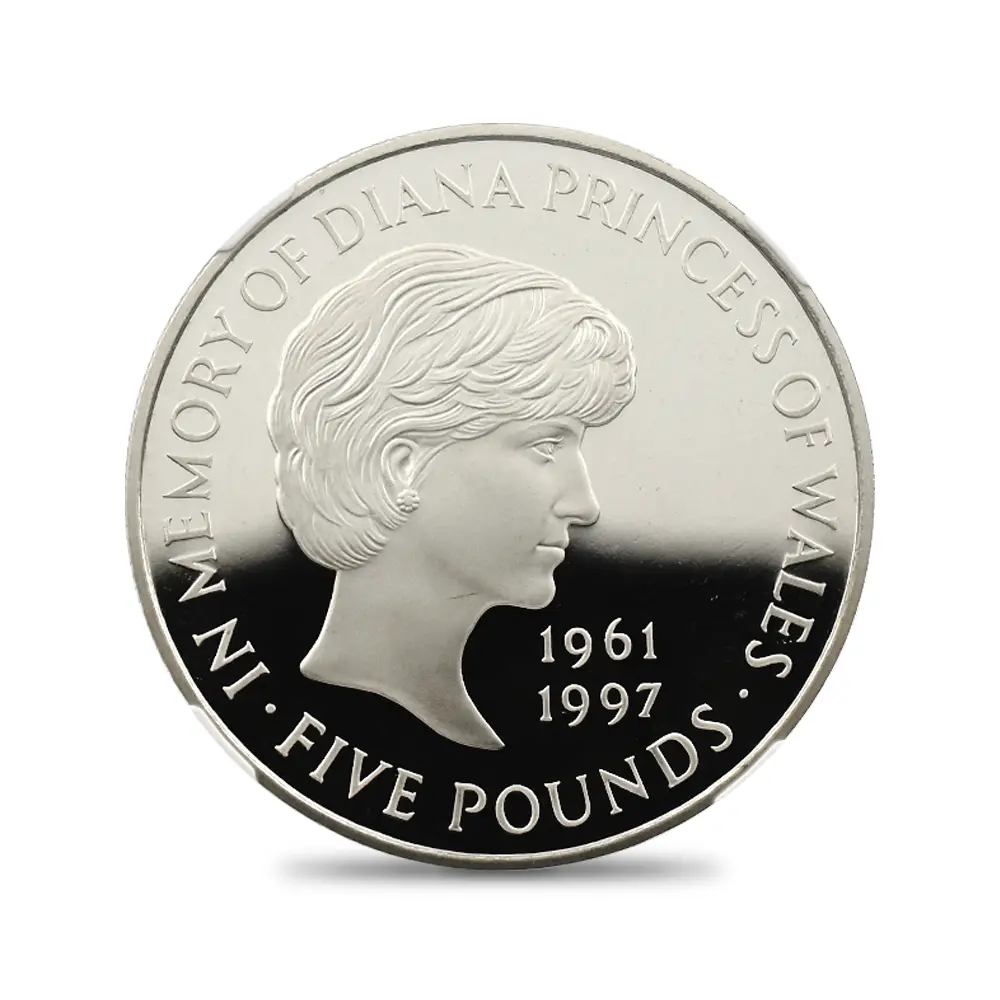 モダンコイン2：6183 1999 エリザベス2世 ダイアナ妃追悼記念 5ポンド銀貨 NGC PF69UC 箱付き