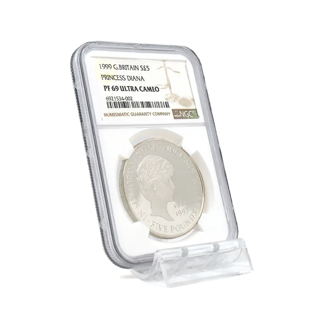 モダンコイン6：6183 1999 エリザベス2世 ダイアナ妃追悼記念 5ポンド銀貨 NGC PF69UC 箱付き