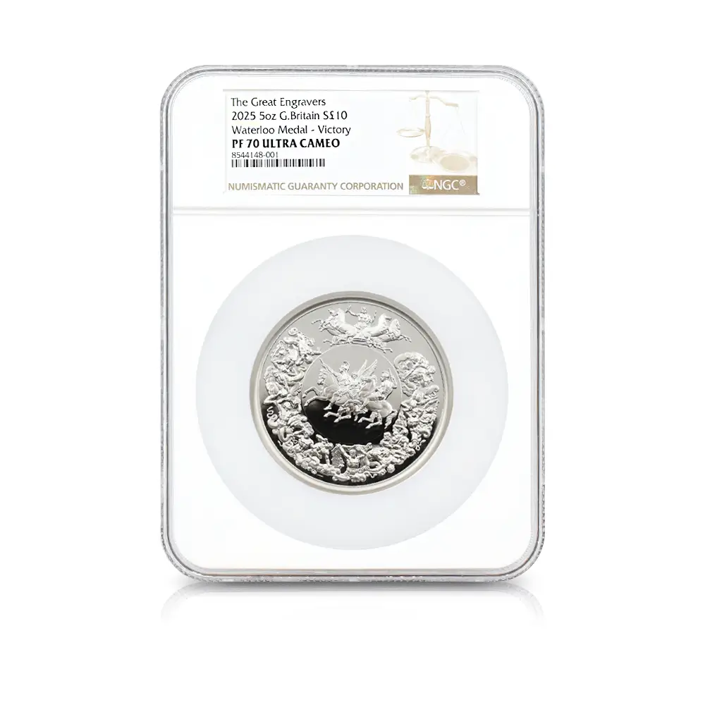 モダンコイン4:6191 2025 チャールズ3世 ワーテルロー・メダル - 勝利 10ポンド5オンス銀貨 NGC PF70UC
