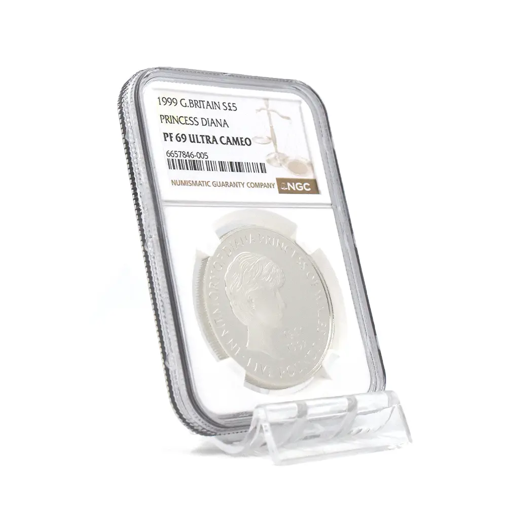 モダンコイン6：6198 1999 エリザベス2世 ダイアナ妃追悼記念 5ポンド銀貨 NGC PF69UC 箱付き