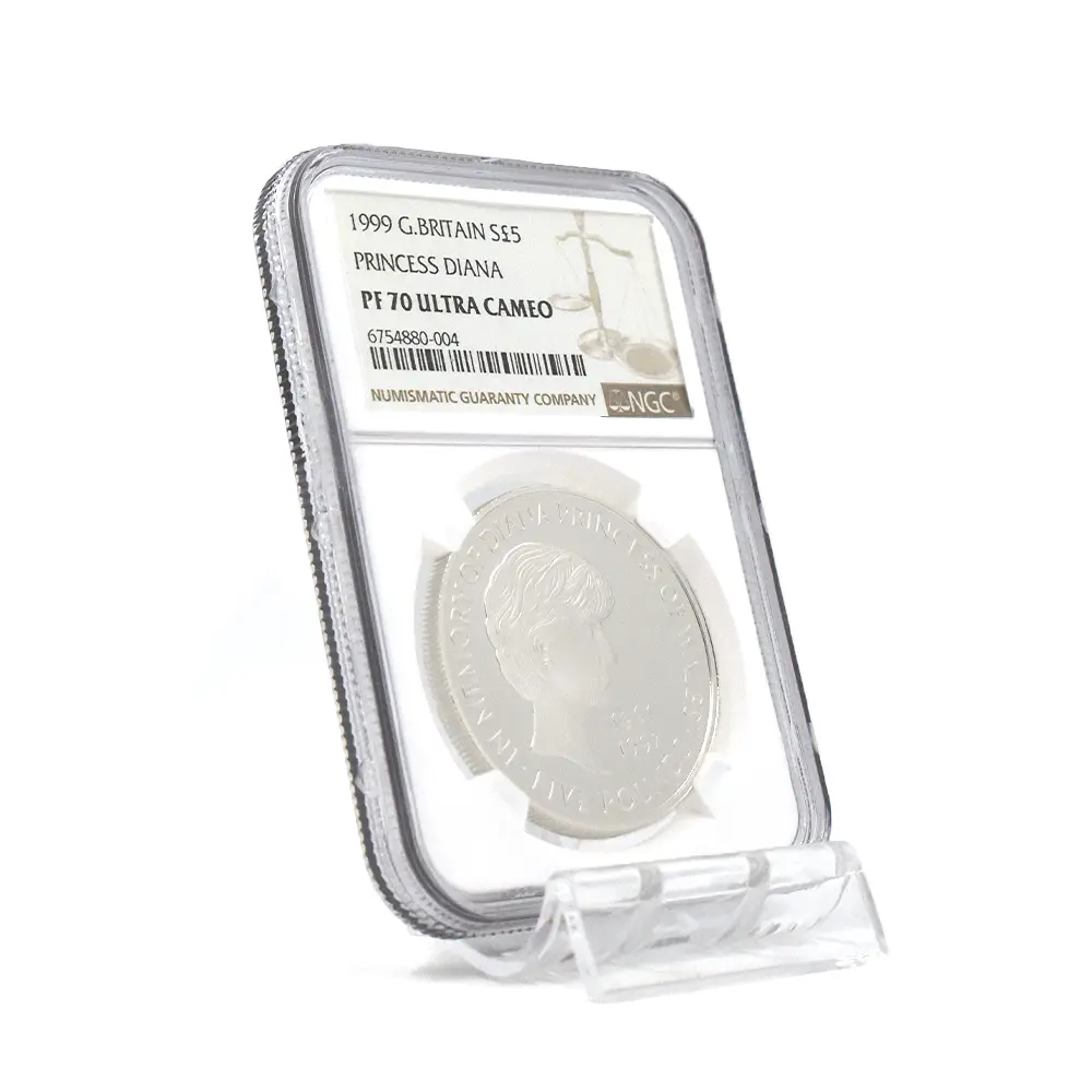 モダンコイン6:6200 1999 エリザベス2世 ダイアナ妃追悼記念 5ポンド銀貨 NGC PF70UC 箱付き