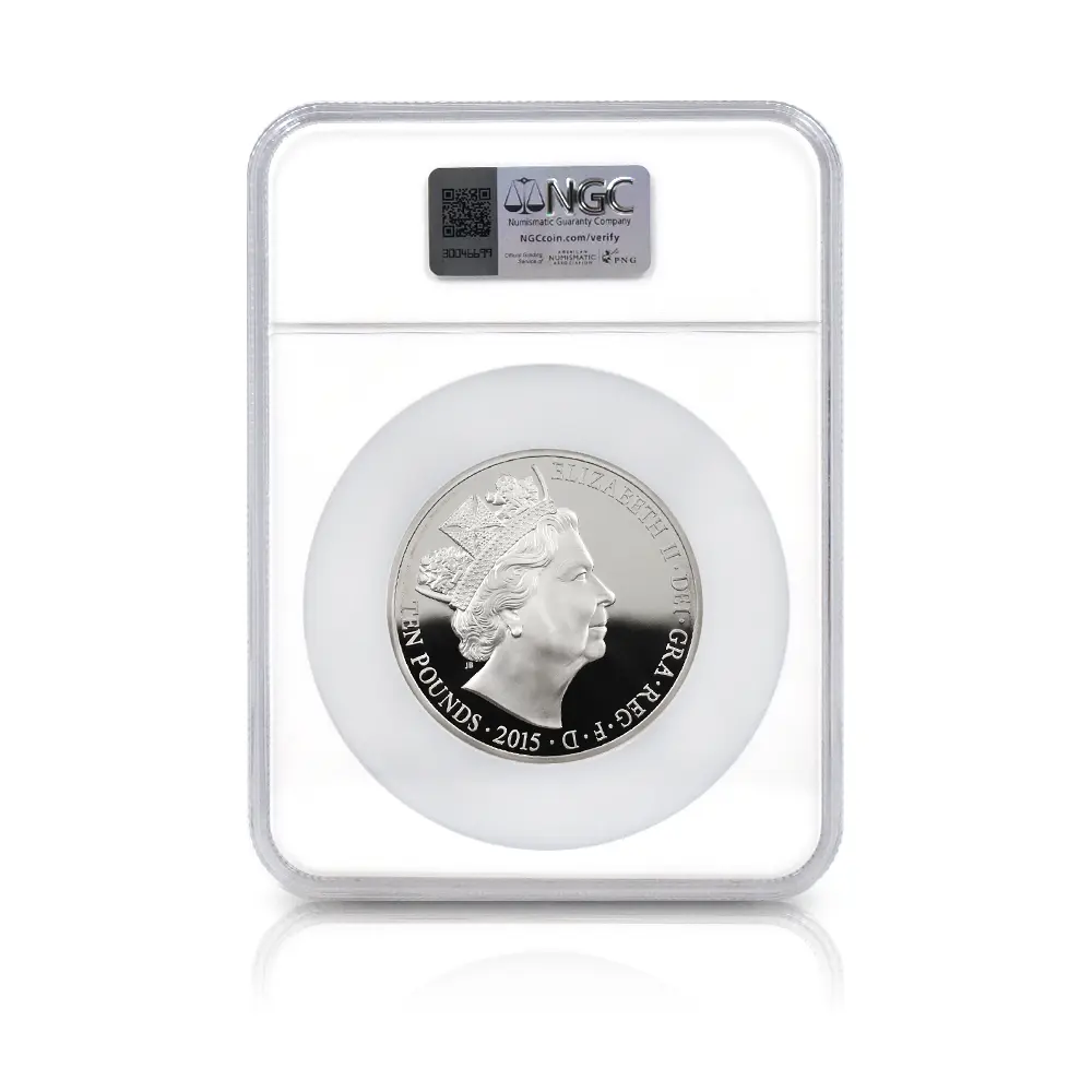 モダンコイン5:6207 2015 エリザベス2世 最長在位記念 10ポンド5オンス銀貨 NGC PF69UC
