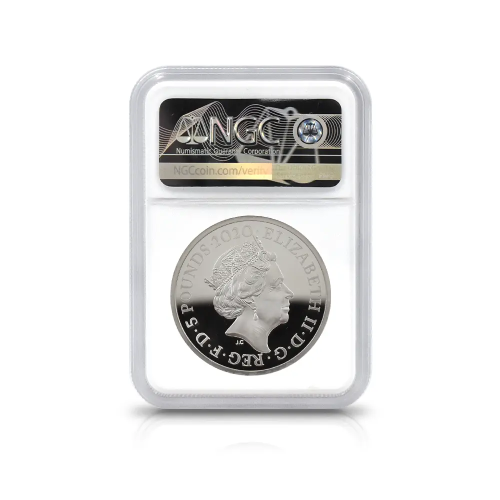 モダンコイン5:6208 2020 エリザベス2世 スリーグレーセス 5ポンド2オンス銀貨 ファーストリリース NGC PF70UC 箱付き