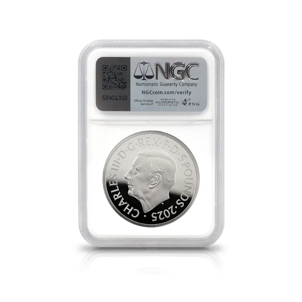 モダンコイン5:6209 2025 チャールズ3世 ワーテルロー・メダル - 勝利 5ポンド2オンス銀貨 発行即日鑑定品 NGC PF70UC 箱付き