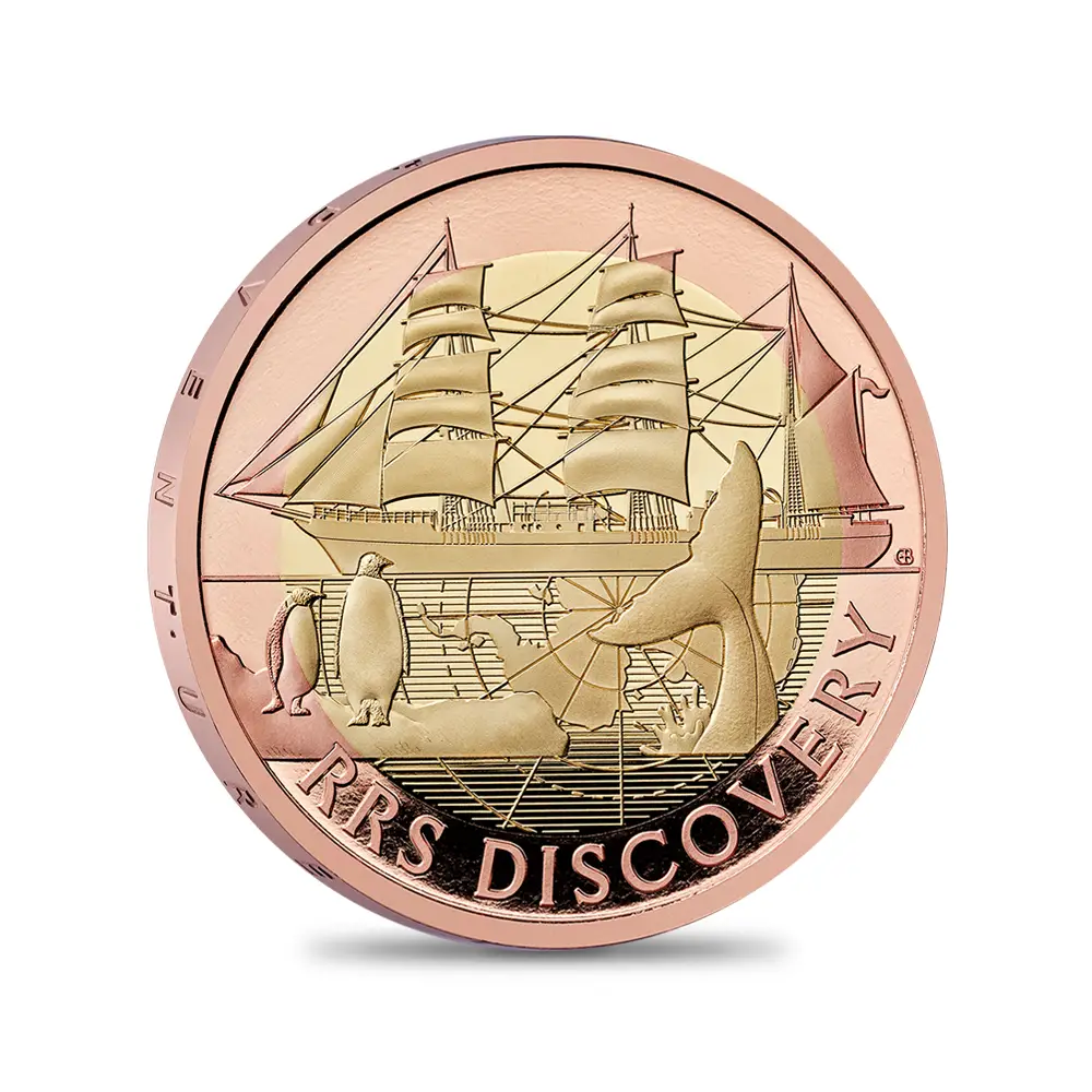 モダンコイン2：6212 2025 チャールズ3世 RRSディスカバリー号 2ポンドプルーフ2色金貨 未鑑定 箱付き【ご予約承り品】