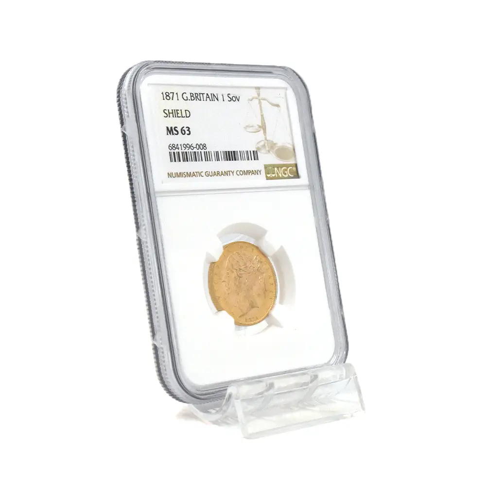 アンティークコイン6：6214 1871 ヴィクトリア女王 ヤングヘッド ソブリン金貨 NGC MS63