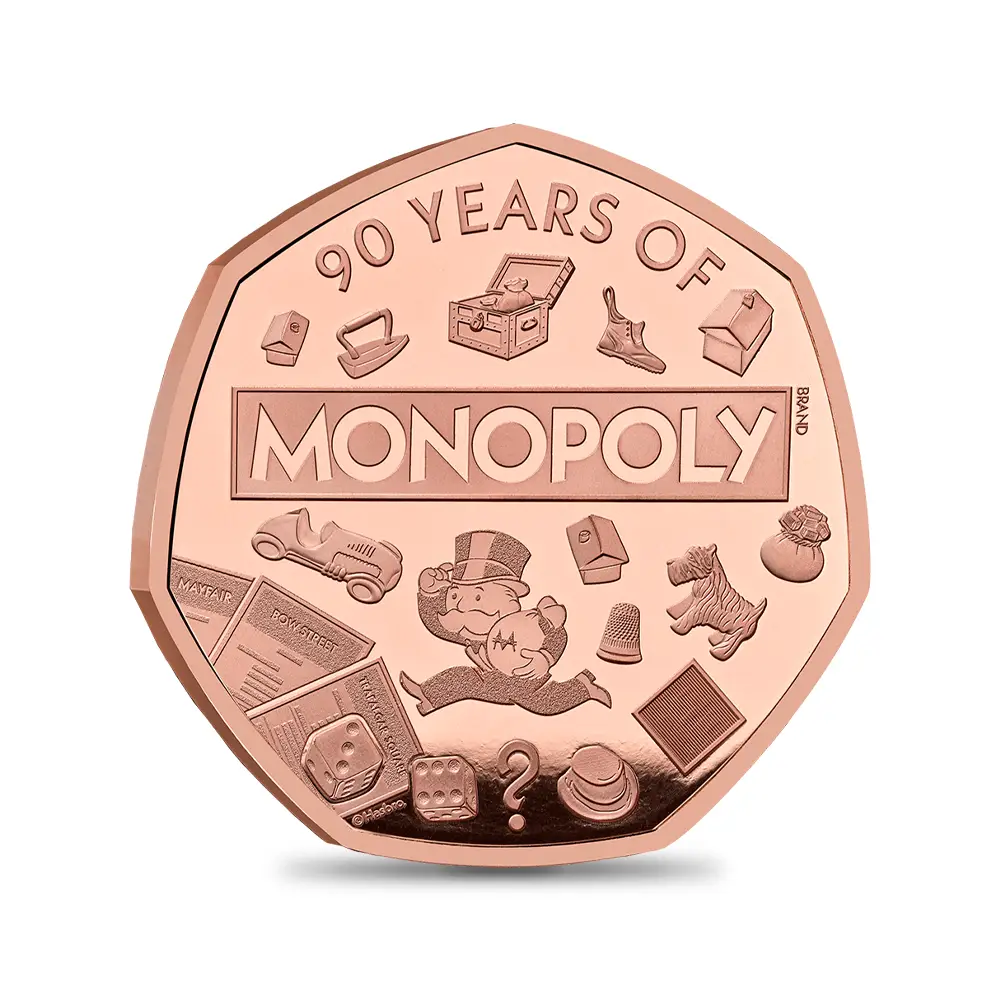 モダンコイン2：6221 2025 チャールズ3世 モノポリー90周年記念 50ペンスプルーフ金貨 未鑑定 箱付き【ご予約承り品】