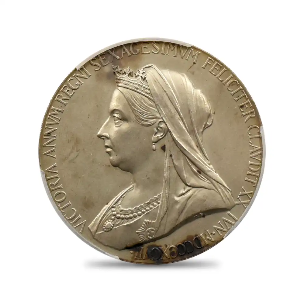 メダル2：3658 1897 ヴィクトリア女王 オールド（ヴェールド）ヘッド 戴冠60周年記念 ダイヤモンドジュビリー 銀メダル PCGS SP63 箱付き Eimer-1817a Matte