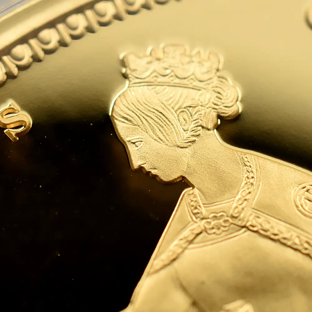モダンコイン9：6227 オルダニー島 2019 エリザベス2世 ウナ＆ライオン 5ポンド金貨 PCGS PR70DC 箱付き