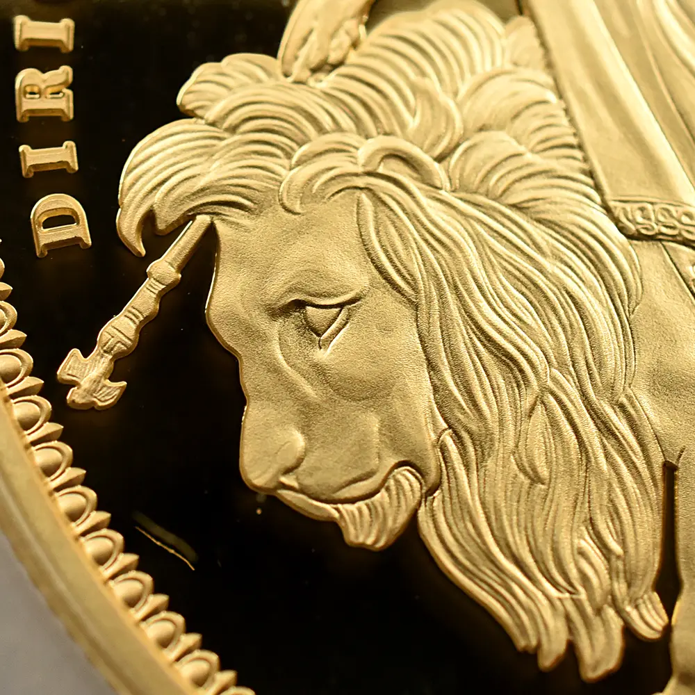 モダンコイン11：6227 オルダニー島 2019 エリザベス2世 ウナ＆ライオン 5ポンド金貨 PCGS PR70DC 箱付き