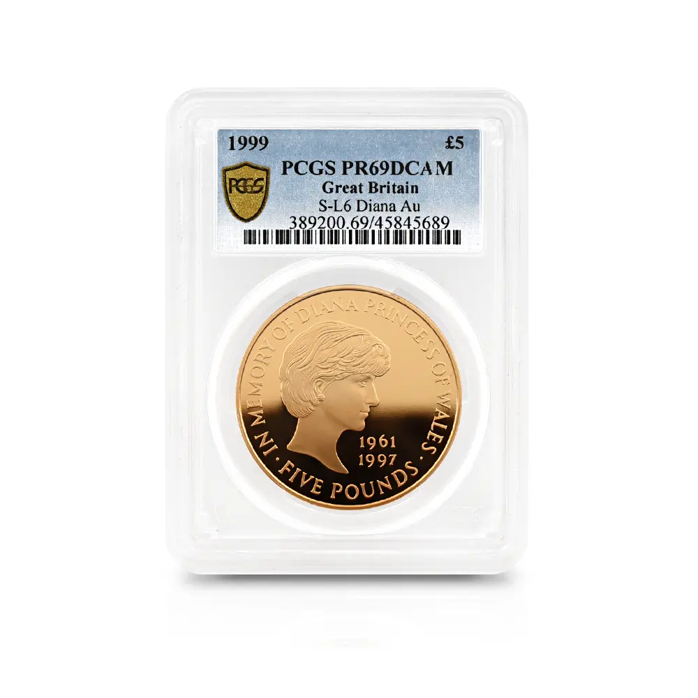 モダンコイン4：6231 1999 エリザベス2世 ダイアナ妃追悼記念 5ポンド金貨 PCGS PR69DC S-L6 箱付き