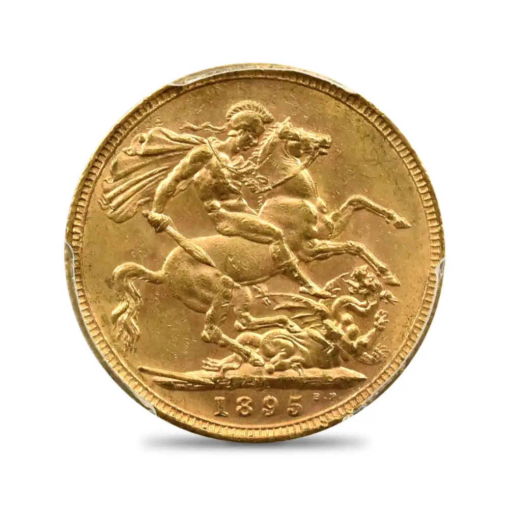 アンティークコイン3：3661 オーストラリア 1895M ヴィクトリア女王 オールド（ヴェールド）ヘッド 聖ジョージ竜退治 ソブリン金貨 PCGS MS62