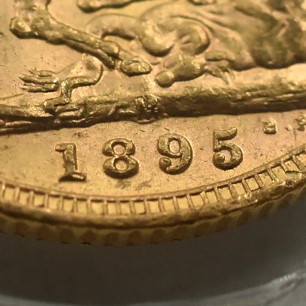 アンティークコイン13：3661 オーストラリア 1895M ヴィクトリア女王 オールド（ヴェールド）ヘッド 聖ジョージ竜退治 ソブリン金貨 PCGS MS62