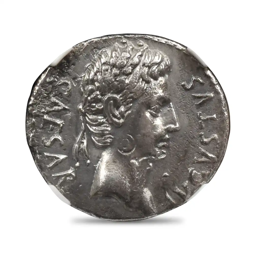 古代コイン2：3672 古代ローマ帝国 紀元前27ー紀元14 アウグストゥス  デナリウス 銀貨 NGC XF