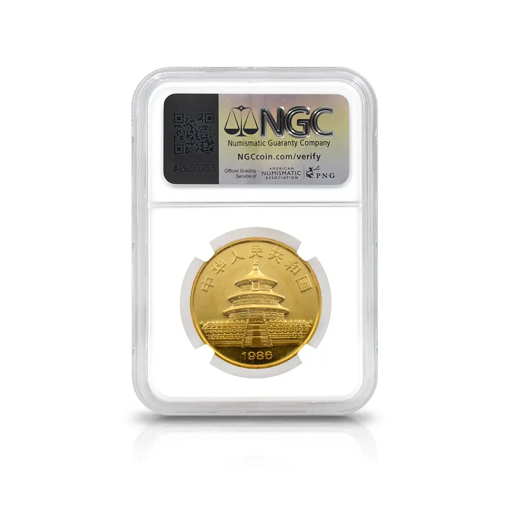 地金型5：6236 中国 1986 パンダ 100元 金貨 NGC MS67