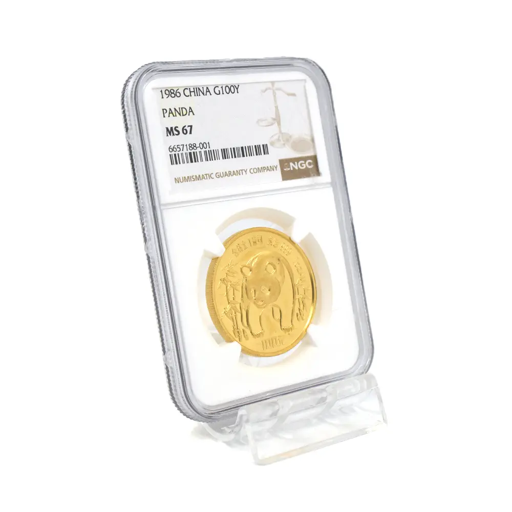 地金型6：6236 中国 1986 パンダ 100元 金貨 NGC MS67