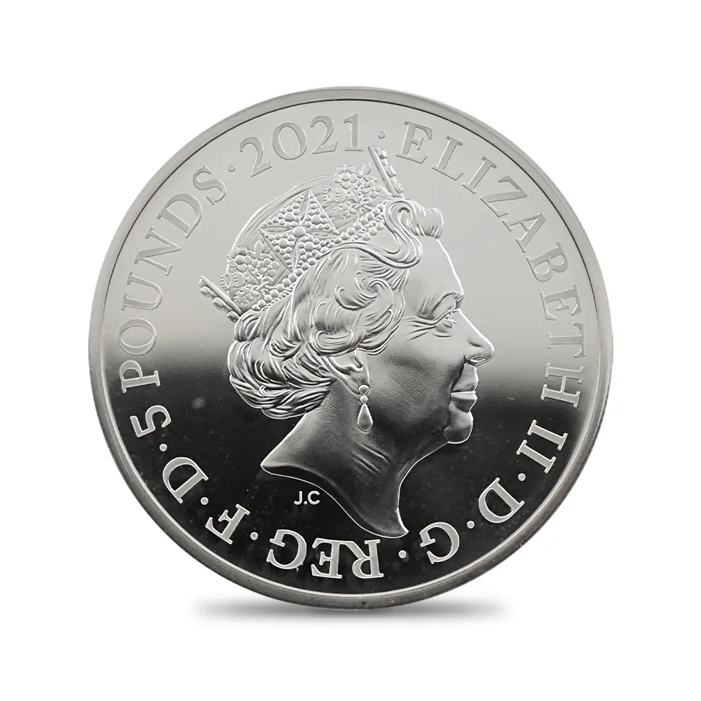 モダンコイン5：6252 2021 エリザベス2世 ゴチッククラウン 5ポンド2オンス銀貨 2枚セット 発行即日鑑定品 NGC PF70UC
