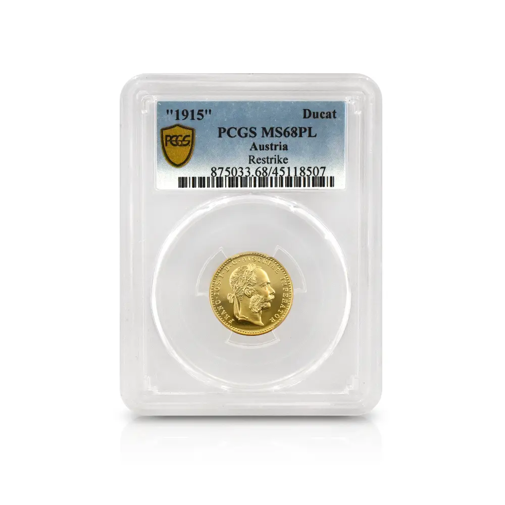アンティークコイン4：6243 オーストリア 1915 フランツ・ヨーゼフ1世 ダカット金貨 リストライク PCGS MS68PL