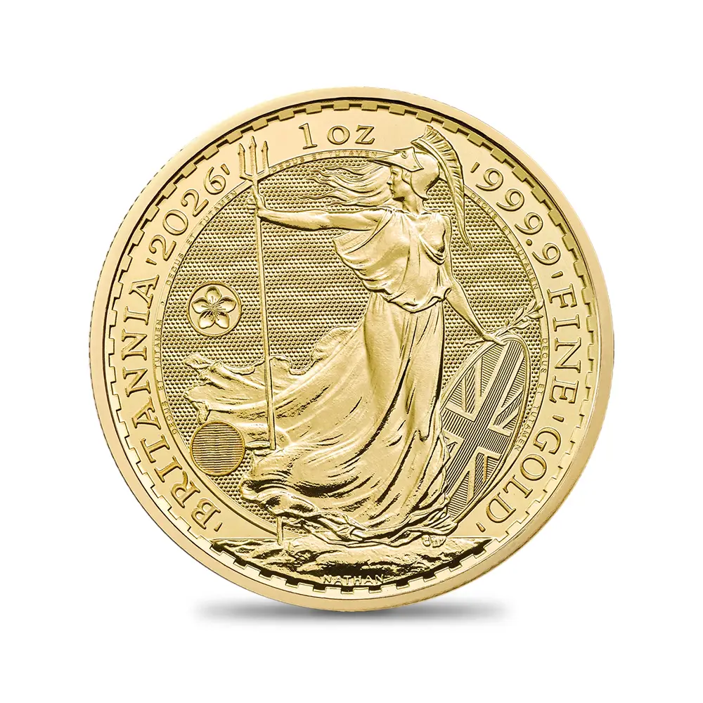 地金型2：6254 イギリス 2026 チャールズ3世 ブリタニア 100ポンド 1オンス 金貨 黄金桜マーク入り【1枚】 (ブリスターパック付き)【ご予約承り品：納期1~2か月】