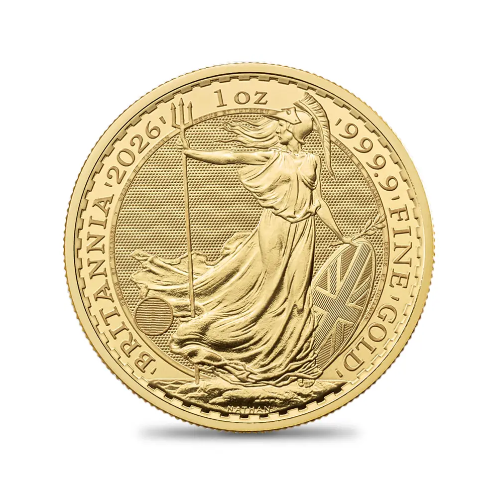 地金型2：6281 イギリス 2026 チャールズ3世 ブリタニア 100ポンド 1オンス 金貨【1枚】 (コインケース付き)