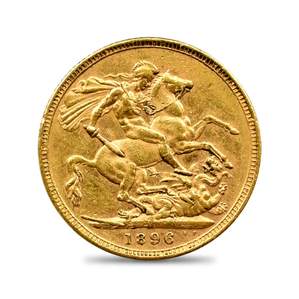 アンティークコイン3：3698 オーストラリア 1896 ヴィクトリア女王 オールド（ヴェールド）ヘッド 聖ジョージ竜退治 1ソブリン金貨 未鑑定