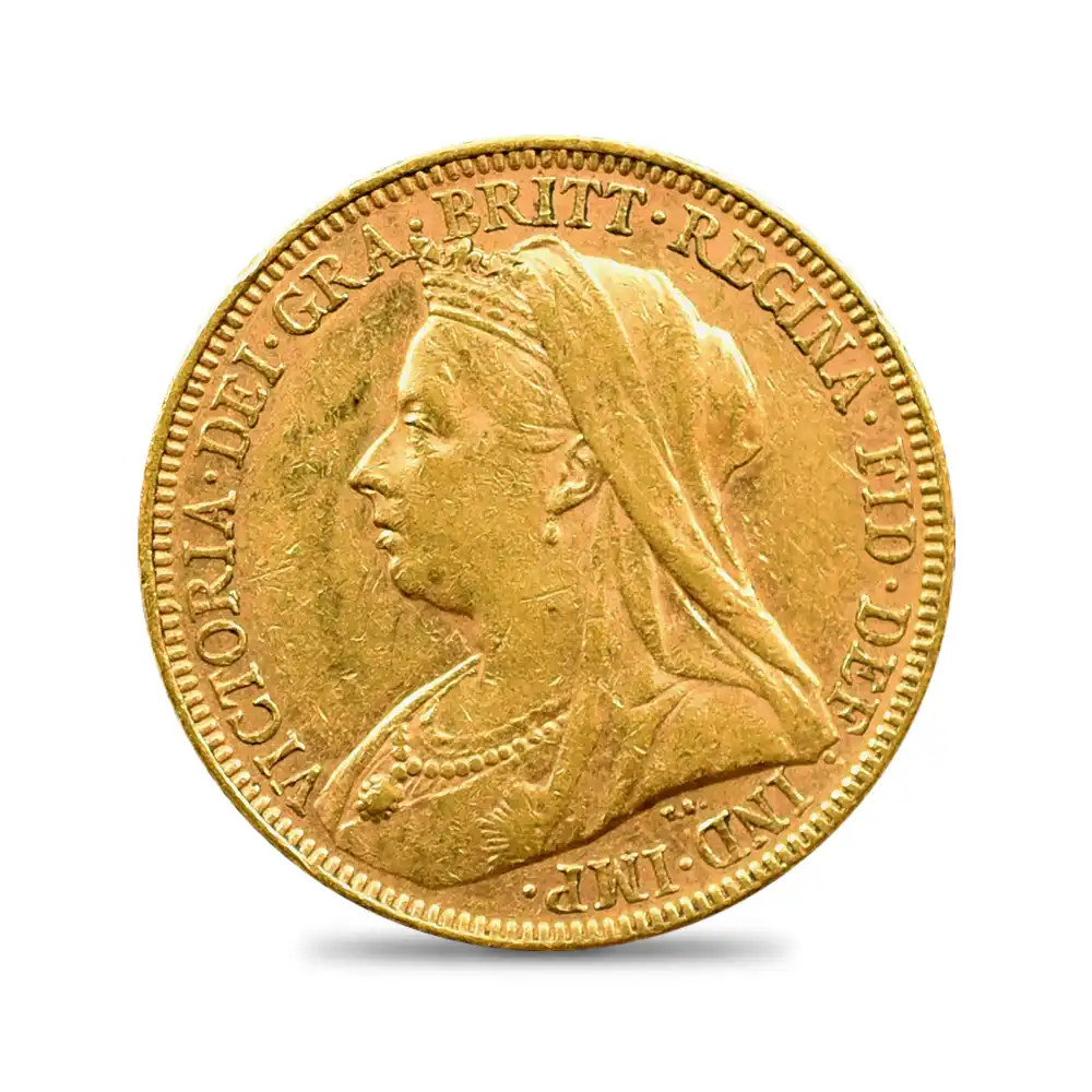 アンティークコイン2：3698 オーストラリア 1896 ヴィクトリア女王 オールド（ヴェールド）ヘッド 聖ジョージ竜退治 1ソブリン金貨 未鑑定